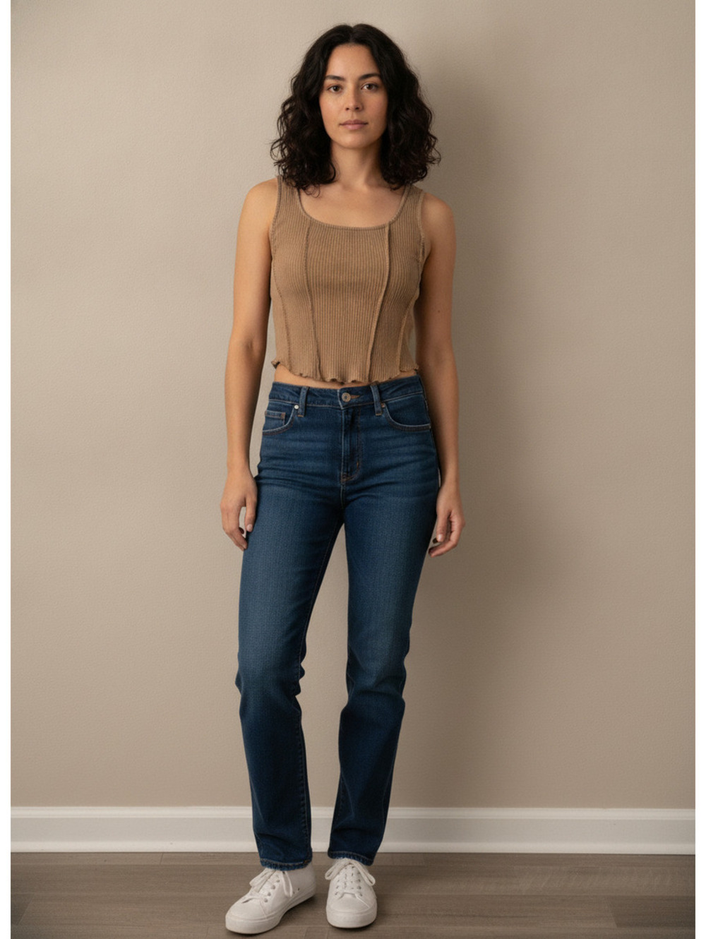 Wild Fable Brown Ribbed Tank Top